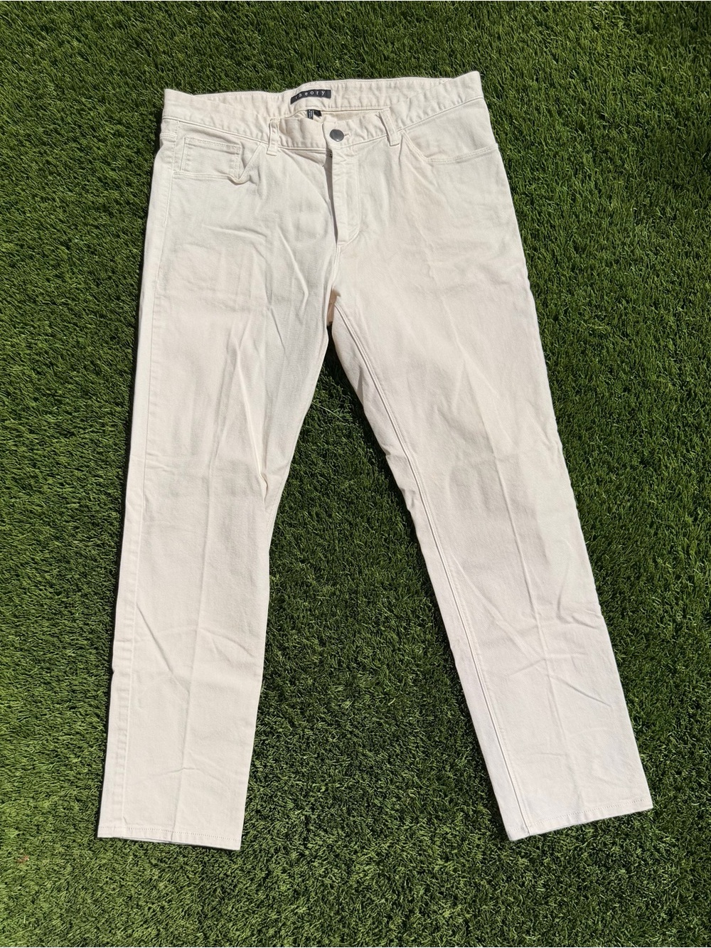 Men's Theory Haydin 5 pocket Pants in Off-White Cotton  size 33
